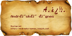 Andráskó Ágnes névjegykártya